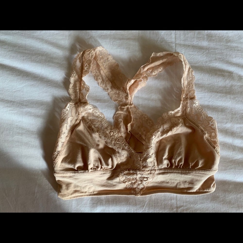 Nude Lace and Cotton Bralette